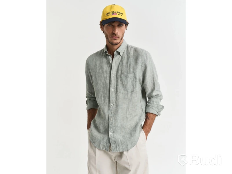 Skjorta Gant, Regular Linen Shirt, Kalamata grön, stl. XXL