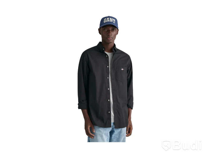Skjorta Gant, Reg Popplin Shirt, svart, stl. S