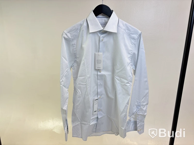 Skjorta Eton, Slim Fit, blå prickig/vit, stl. 38