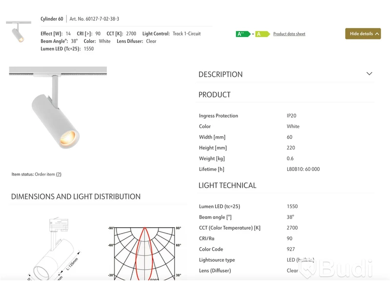 21 st Spotlights - Norlux Cylinder 60, mattvit, totalt ord. pris ink. moms: ca 31 500 kr