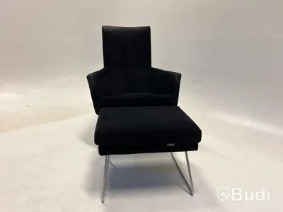 Fåtölj med fotpall Label Don, svart