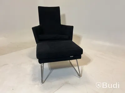 Fåtölj med fotpall Label Don, svart