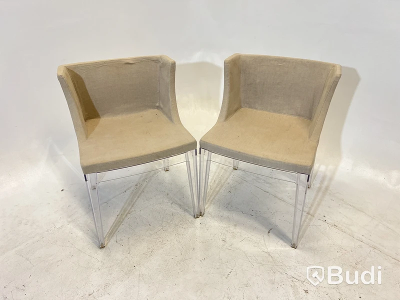2 st. Stolar Mademoiselle Chair by Kartell with Starck, beige klädsel