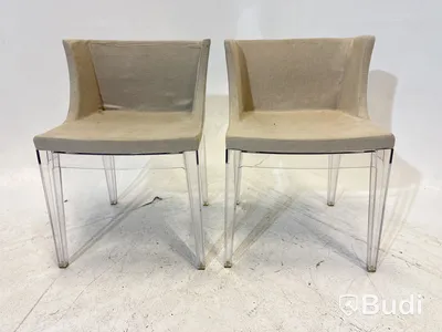 2 st. Stolar Mademoiselle Chair by Kartell with Starck, beige klädsel,