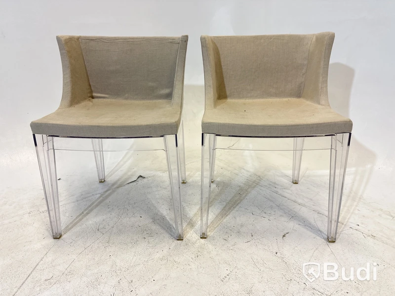2 st. Stolar Mademoiselle Chair by Kartell with Starck, beige klädsel,