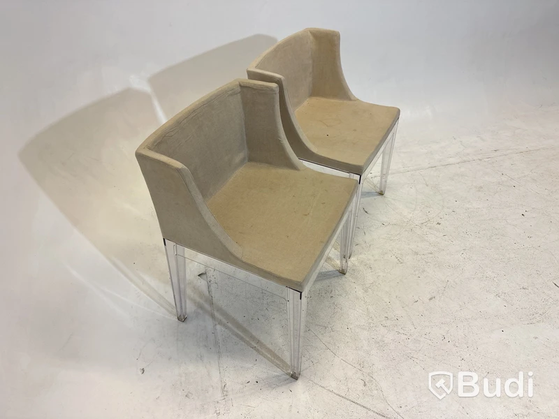 2 st. Stolar Mademoiselle Chair by Kartell with Starck, beige klädsel,