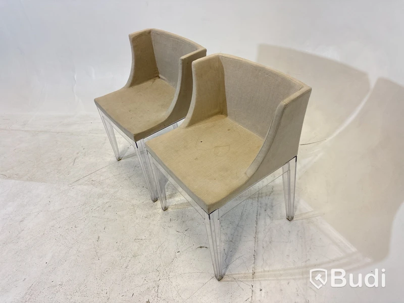 2 st. Stolar Mademoiselle Chair by Kartell with Starck, beige klädsel,