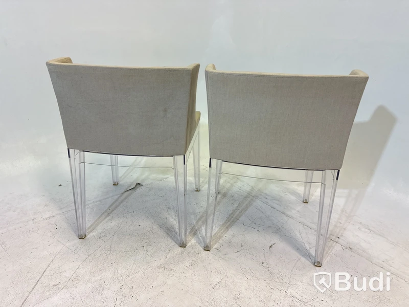 2 st. Stolar Mademoiselle Chair by Kartell with Starck, beige klädsel,