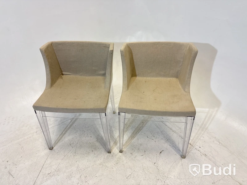 2 st. Stolar Mademoiselle Chair by Kartell with Starck, beige klädsel,