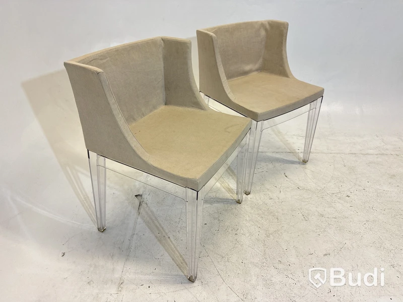 2 st. Stolar Mademoiselle Chair by Kartell with Starck, beige klädsel,