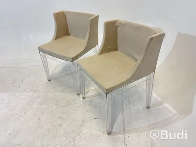 2 st. Stolar Mademoiselle Chair by Kartell with Starck, beige klädsel,