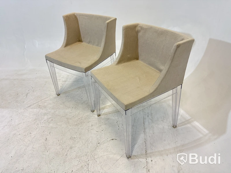 2 st. Stolar Mademoiselle Chair by Kartell with Starck, beige klädsel,