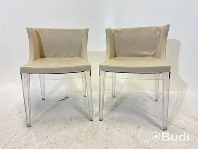 2 st. Stolar Mademoiselle Chair by Kartell with Starck, beige klädsel,