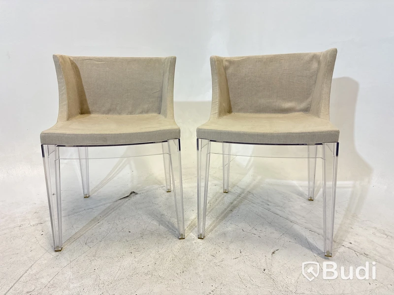 2 st. Stolar Mademoiselle Chair by Kartell with Starck, beige klädsel,