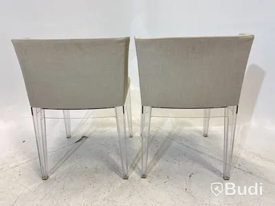 2 st. Stolar Mademoiselle Chair by Kartell with Starck, beige klädsel,