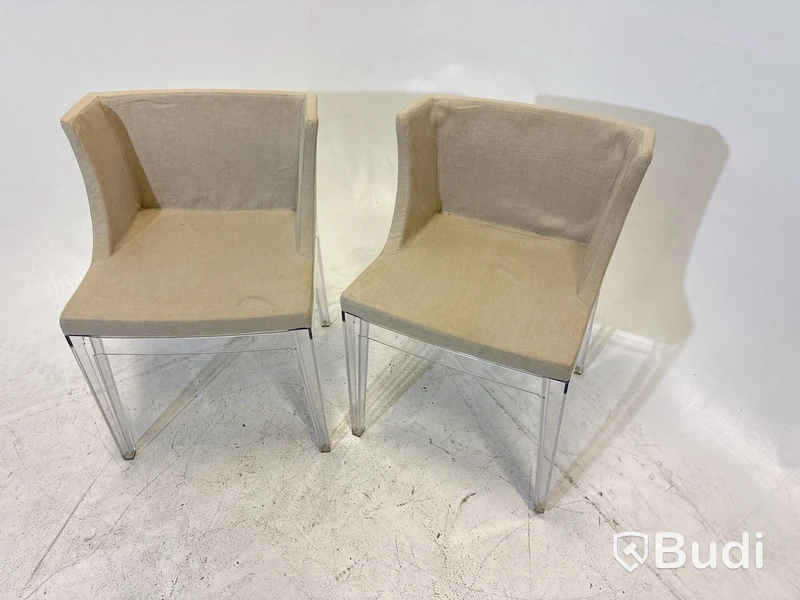 2 st. Stolar Mademoiselle Chair by Kartell with Starck, beige klädsel,