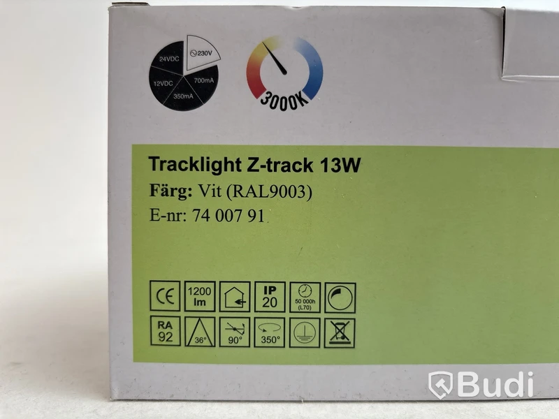 2 st. Tracklights Zebra Z-track 13W, vit