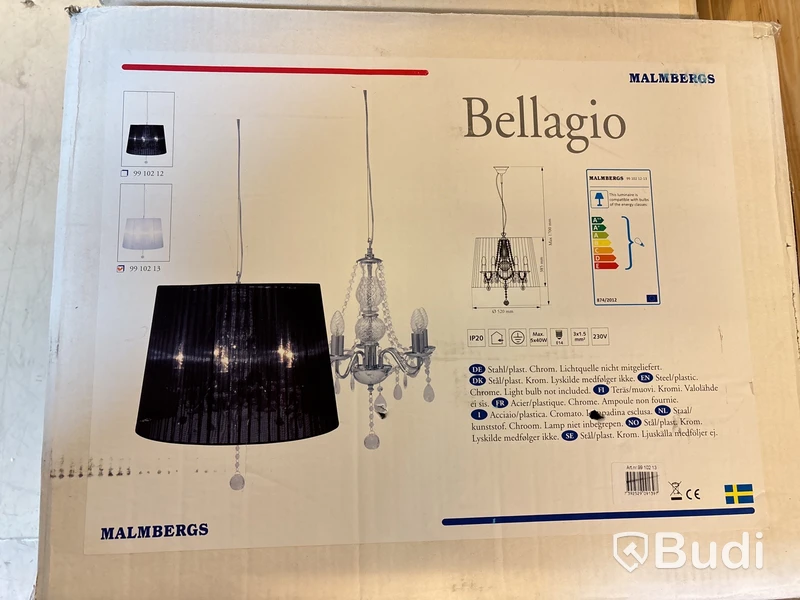 Taklampa Malmbergs, Bellagio, vit
