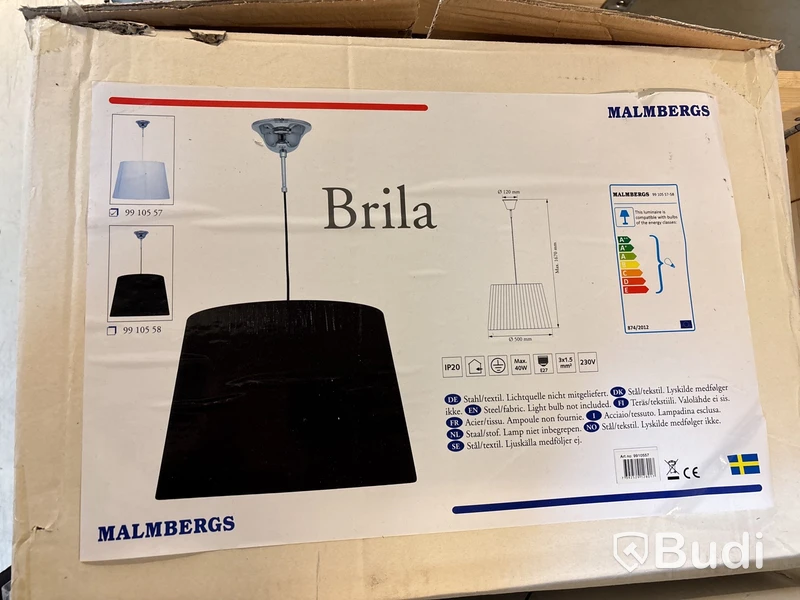 Taklampa Malmbergs, Brila, vit