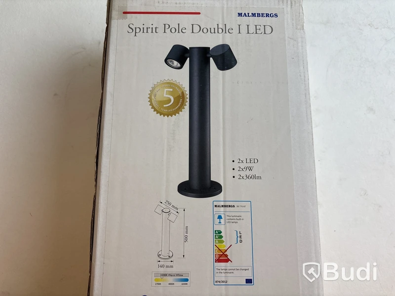 2 st. Lampa Pollare Malmbergs, Spirit pole double I, mörkgrå