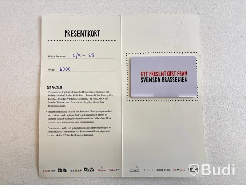 Presentkort på Svenska Brasserier
