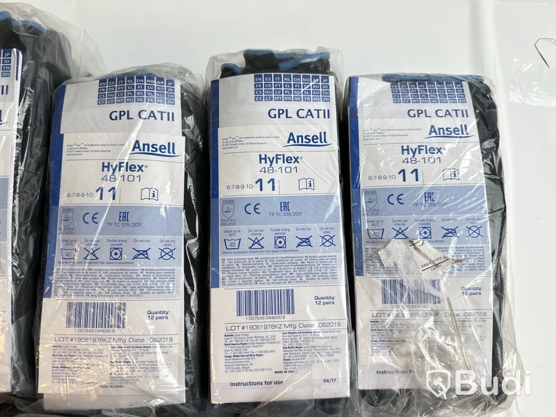 9 st. Förp. Handskar Ansell Hy-Flex 48-101, stl. 11