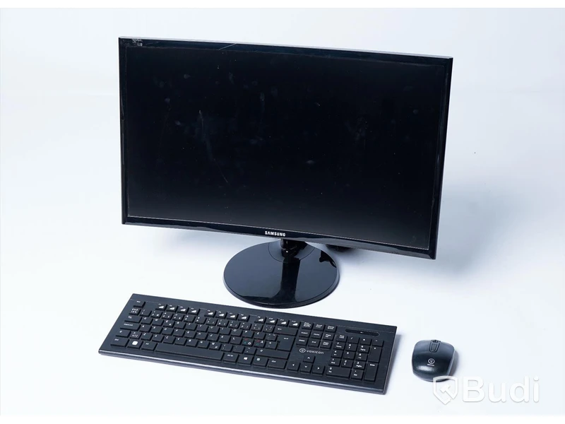 Datorskärm med tangentbord, mus - Samsung LC24F390FHRXEN samt Voxicon tangentbord och mus