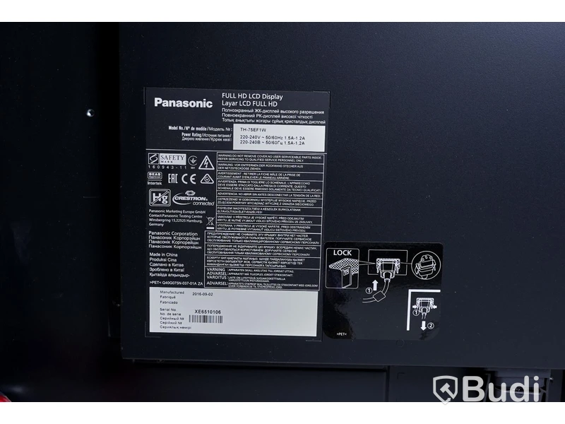 Display, skärm - Panasonic TH-75EF1W LCD Screen. OBS! tecken på användning, nyckel till lås saknas, se bilder