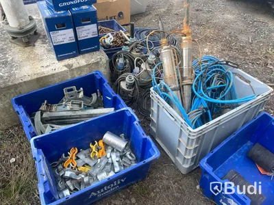 Div verktyg, dräneringspumpar Grundfos, 3-faskablar m.m.