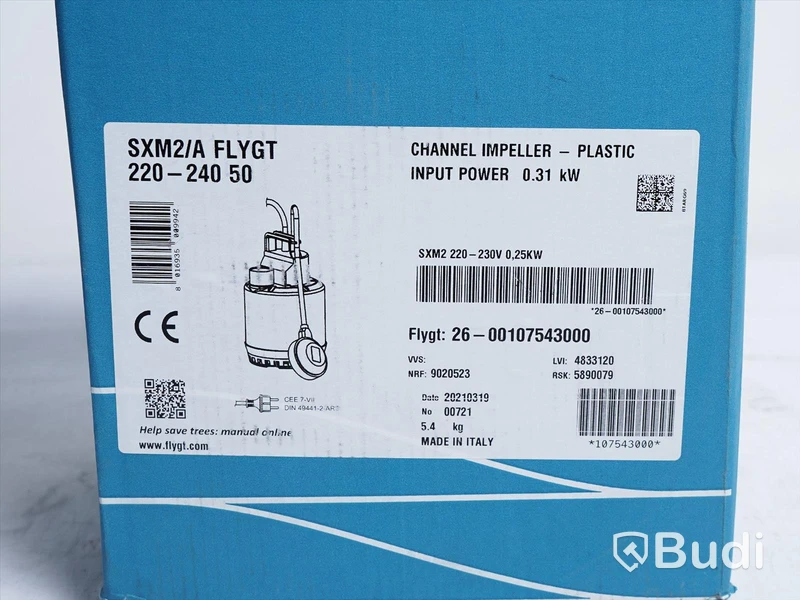 Dränerings- och länspump, Flygt SXM 2, Ord. pris inkl. moms: ca 3500 kr.