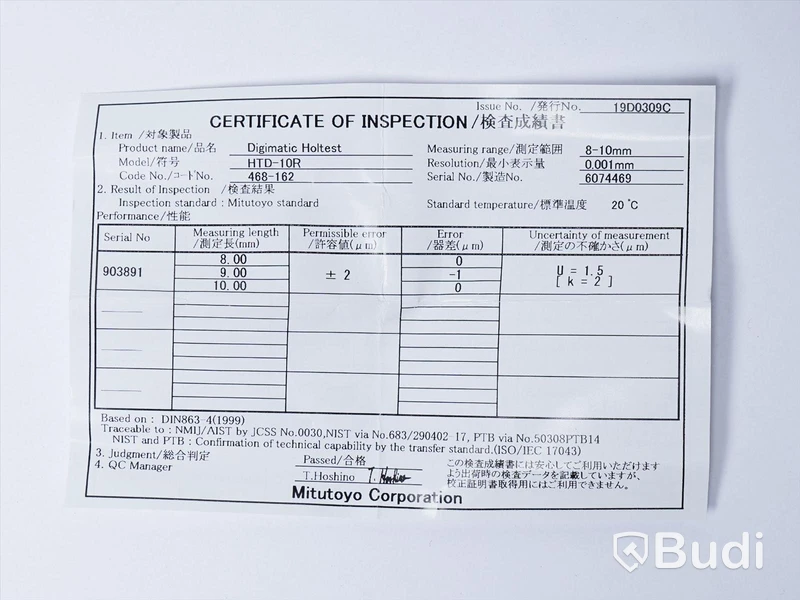 1 st. Mikrometer - Mitutoyo 468-162 Digimatic Holtest Internal Micrometer 8-10mm. Ord. pris ink. moms: ca 13 000 kr. Ny.