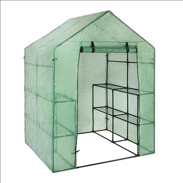 (NY) Växthus Med Hyllor Infloria Stål/PE 143x143x195 cm Grön