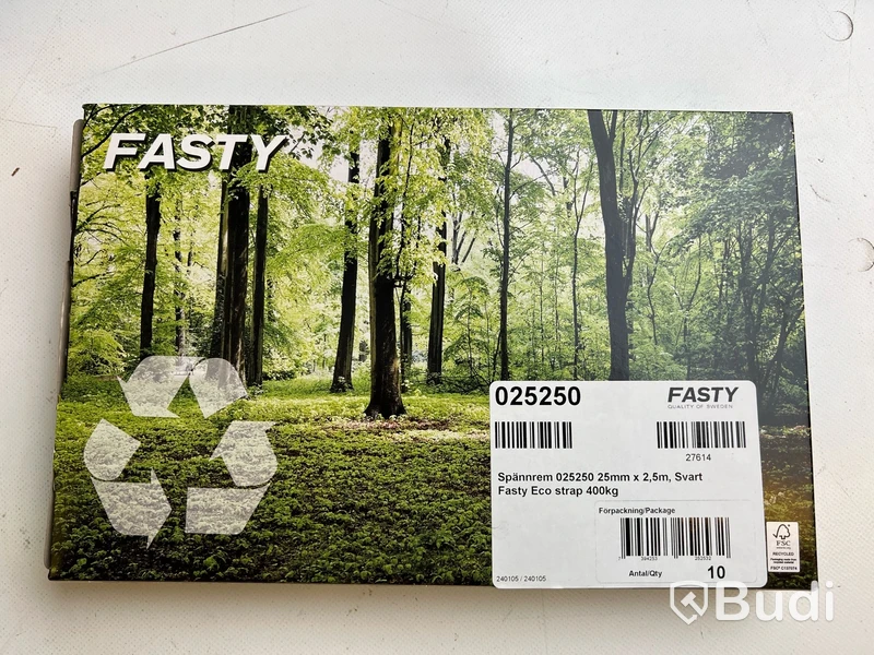 Parti spännband Fasty, 25 mm x 2,5m 400 kg. Svart.