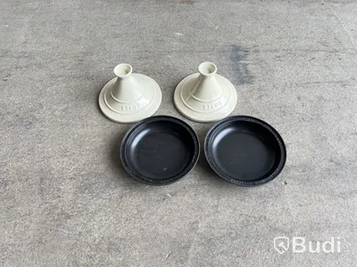 2 st. Gjutjärn Tajine Staub, Grädde, 20 cm
