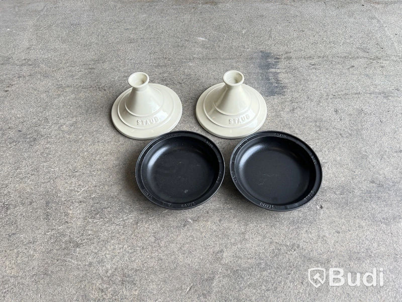 2 st. Gjutjärn Tajine Staub, Grädde, 20 cm