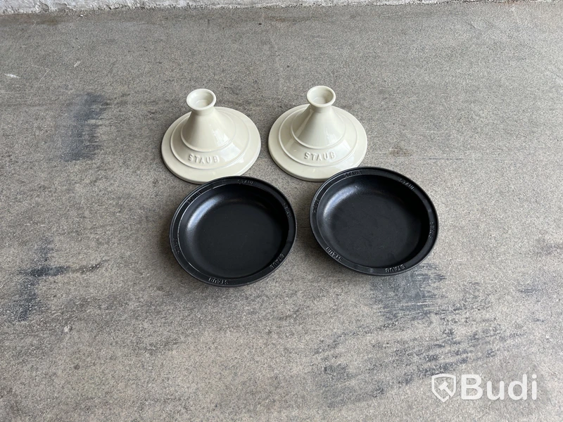 2 st. Gjutjärn Tajine Staub, Grädde, 20 cm