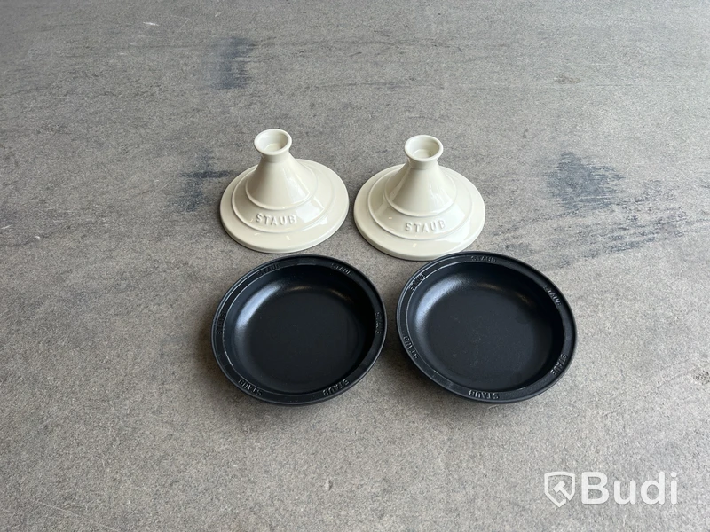 2 st. Gjutjärn Tajine Staub, Grädde, 20 cm
