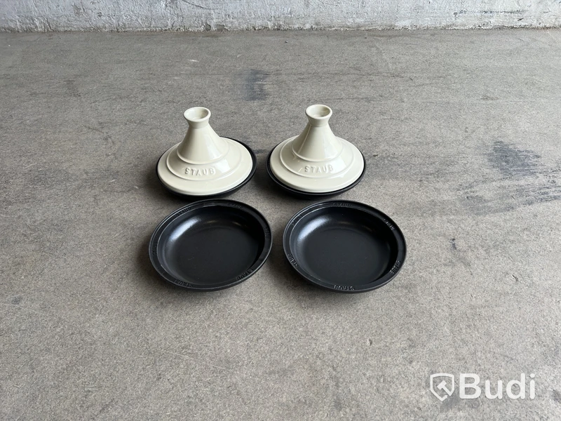 2 st. Gjutjärn Tajine Staub, Grädde, 20 cm