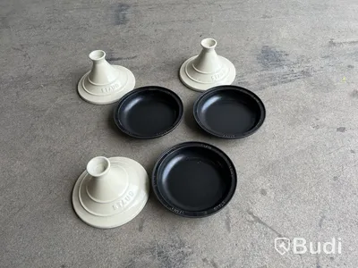 3 st. Gjutjärn Tajine Staub, Grädde, 20 cm