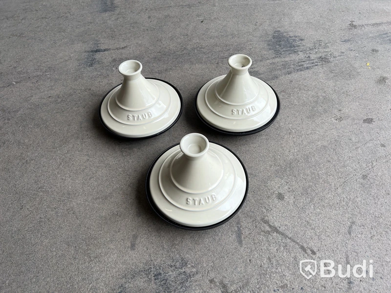 3 st. Gjutjärn Tajine Staub, Grädde, 20 cm
