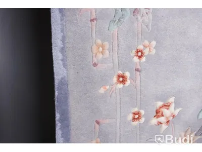 Matta 140x205 cm - Ljusblå med blommor
