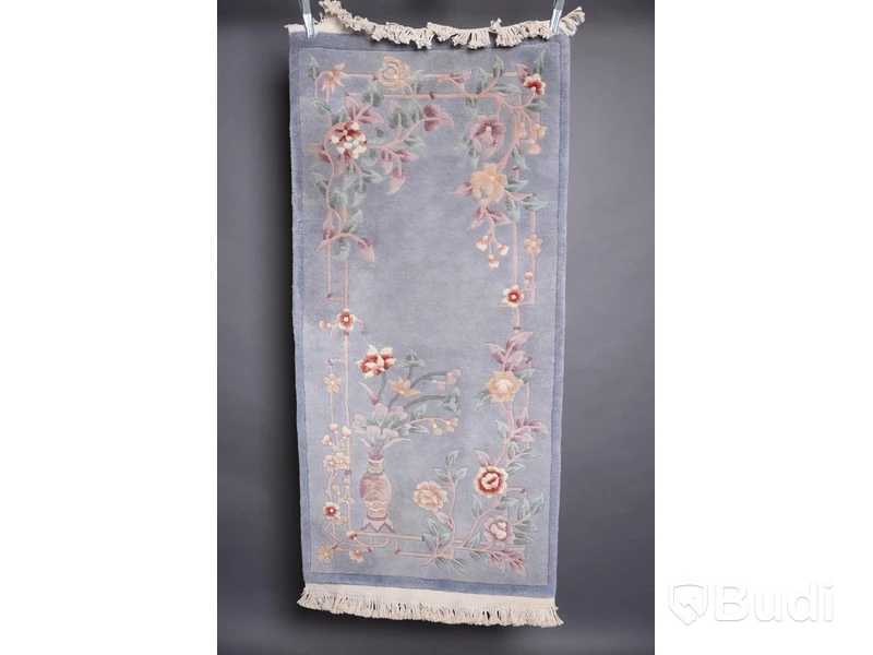 Matta 70x145 cm - Ljusblå, blommigt mönster