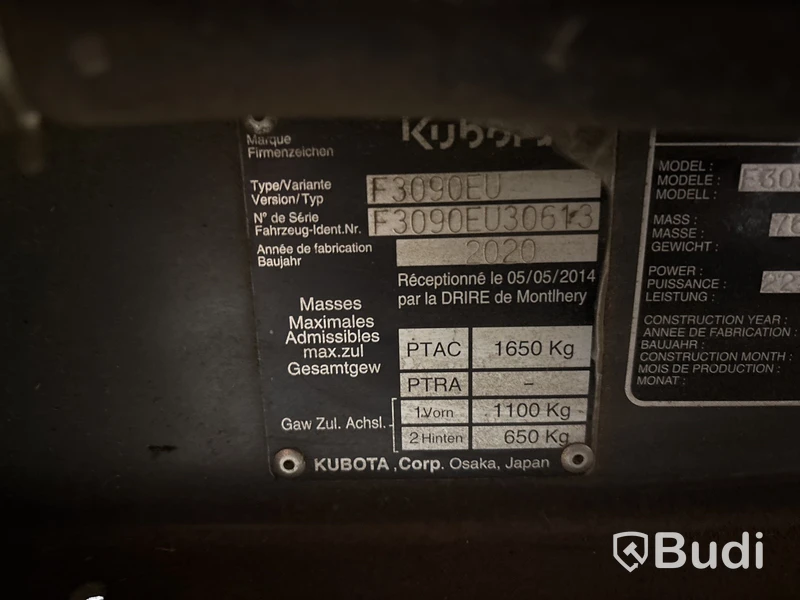 Åkgräsklippare Kubota F3090