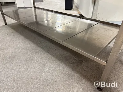Rostfri bänk med hyllplan