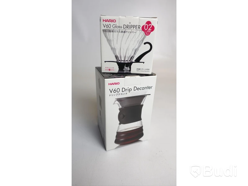 2st Hario V60 kaffeprodukter, Glass dripper samt Drip decanter