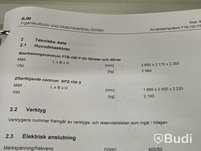 PVC-bearbetningsmaskin BDM BJM FTB 100-PS