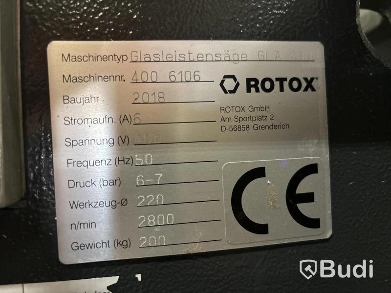 Glaslistsåg Rotox GLA 400 med längdanslagssystem Emmegi - 2018