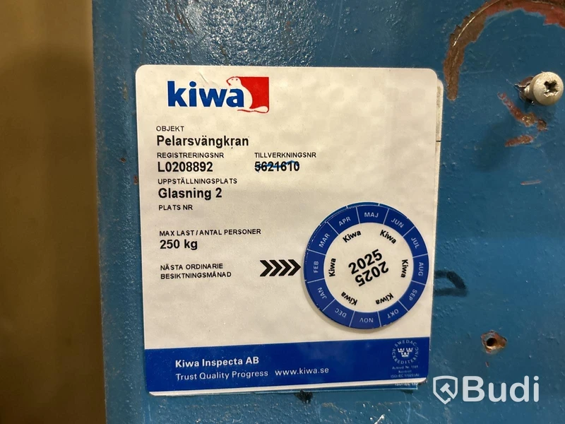 Pelarsvängkran Lyftman med glaslyft Barbaric 250 kg