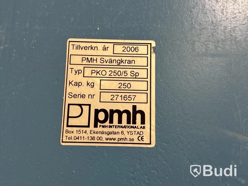 Pelarsvängkran PMH med glaslyft Vacumaster 170 kg
