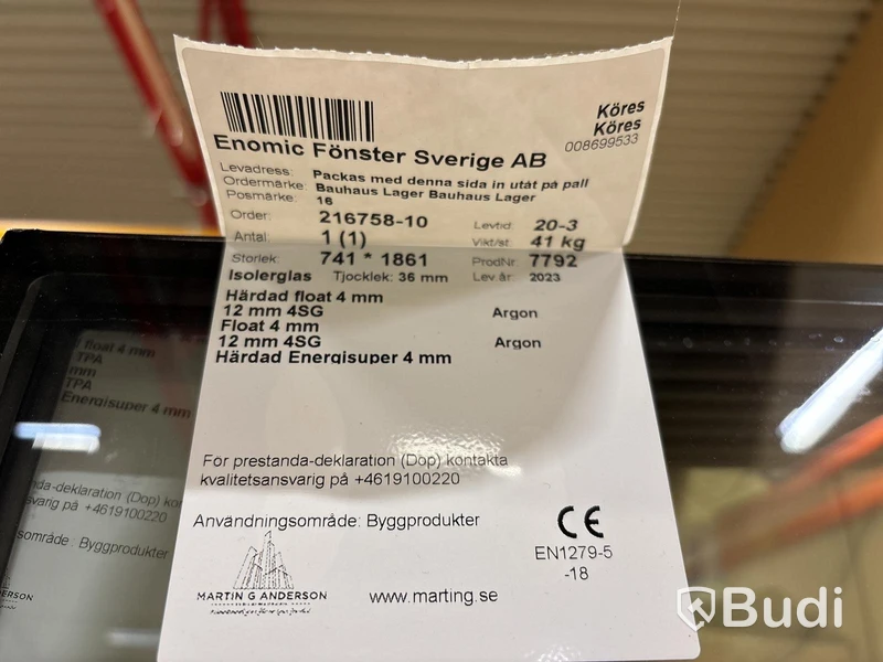 Härdat isolerglas 36 mm - 12 st